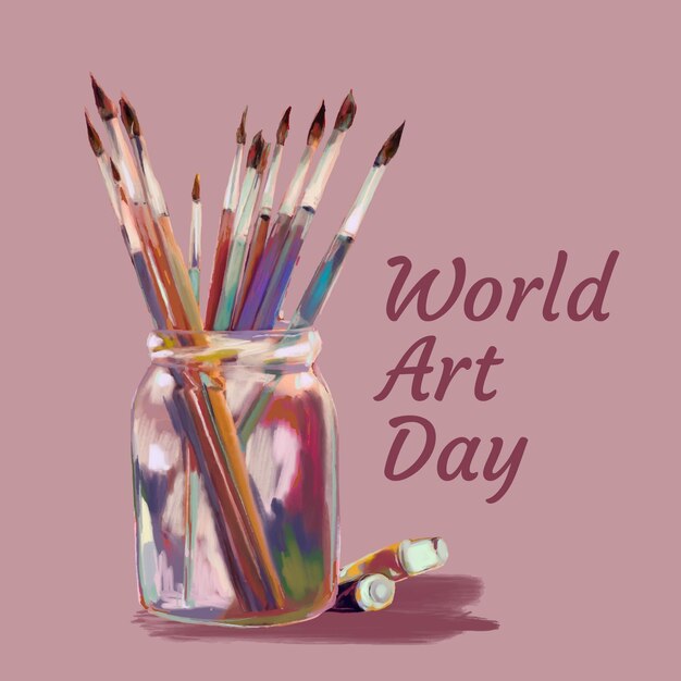 Watercolor world art day illustration