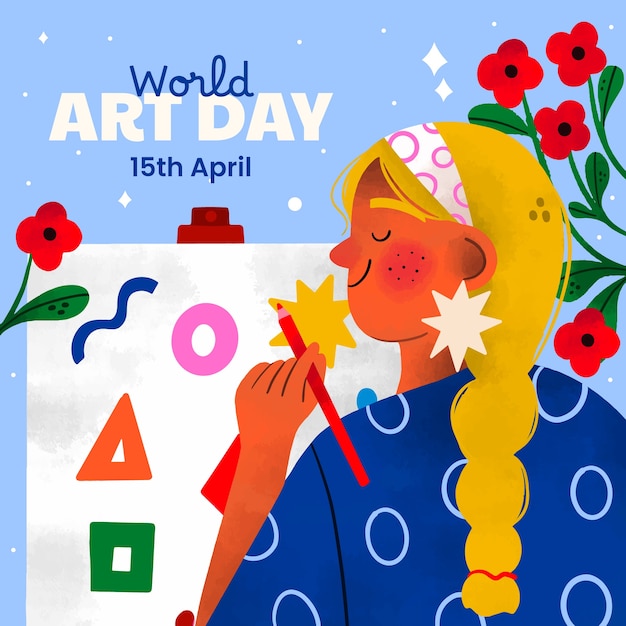 Free vector watercolor world art day illustration