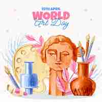 Free vector watercolor world art day illustration