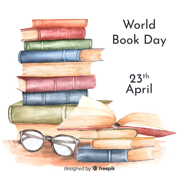 Watercolor world book day background