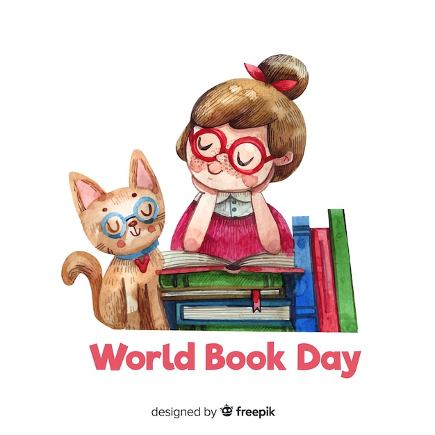 Free vector watercolor world book day background