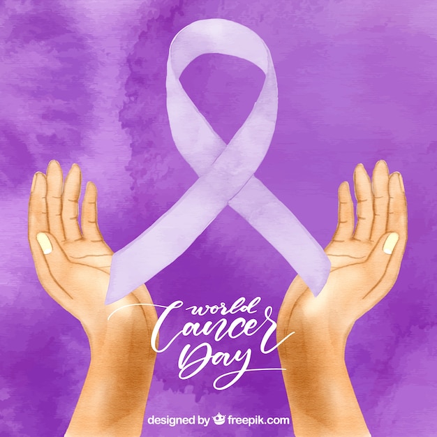 Free vector watercolor world cancer day background