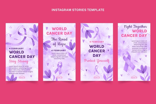 Коллекция историй instagram всемирный день рака