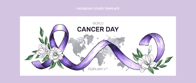 Watercolor world cancer day social media cover template