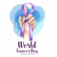 Free vector watercolor world cancer day