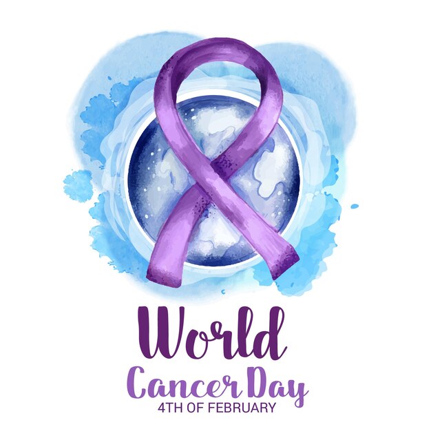 Watercolor world cancer day
