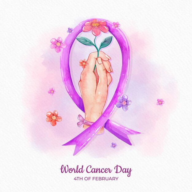 Watercolor world cancer day