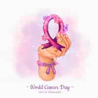 Free vector watercolor world cancer day