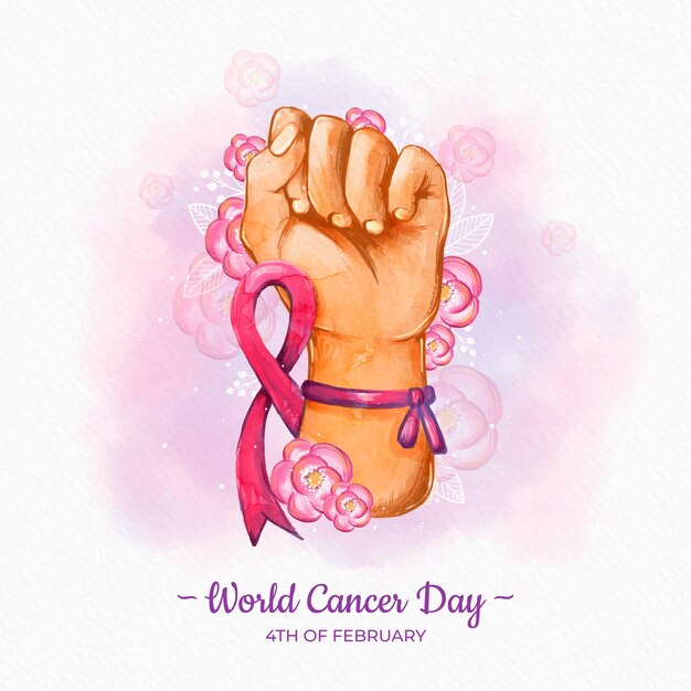 Watercolor world cancer day