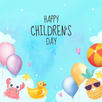 Watercolor world children's day background