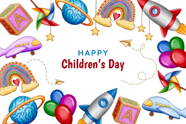 Watercolor world children's day background