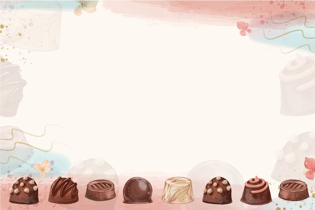 Watercolor world chocolate day background with chocolate sweets