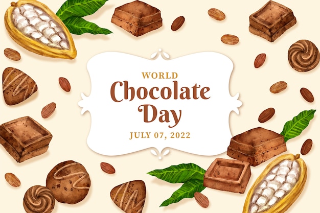 Watercolor world chocolate day background