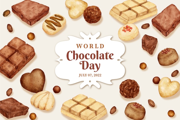 Free vector watercolor world chocolate day background