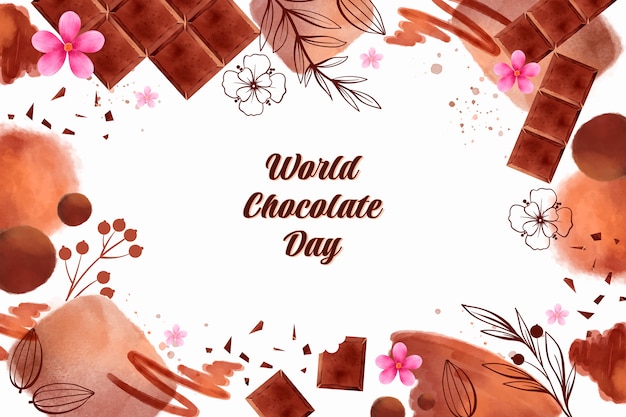 Vettore gratuito fondo della giornata mondiale del cioccolato dell'acquerello