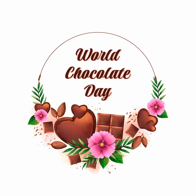 초콜릿 과자와 수채화 세계 초콜릿의 날 그림