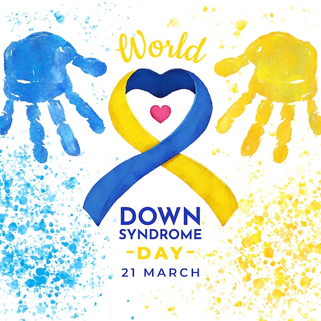 Watercolor world down syndrome day painting