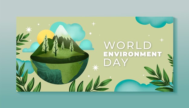 Watercolor world environment day horizontal banner template