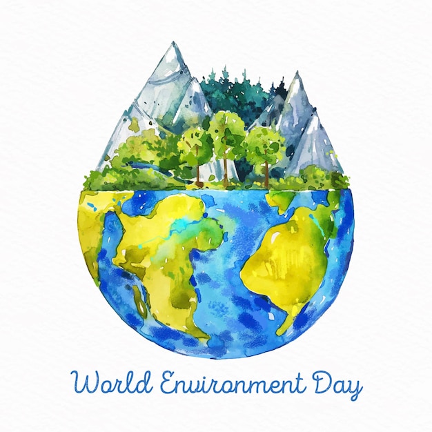 Watercolor world environment day