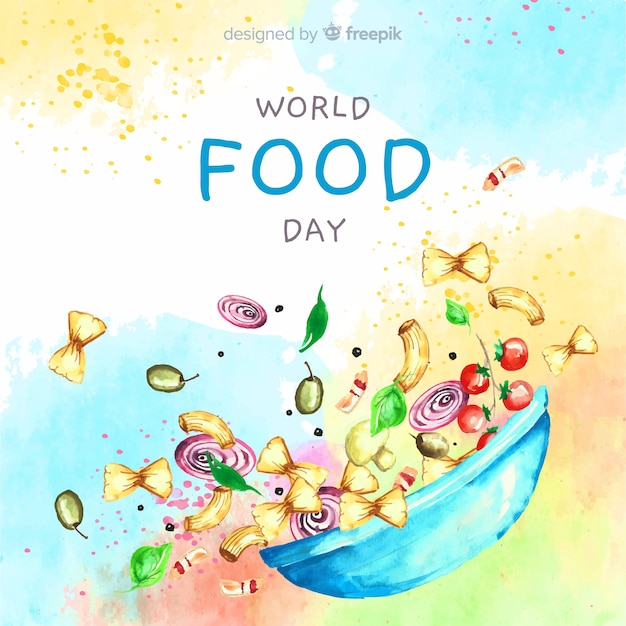 Watercolor world food day with bowl