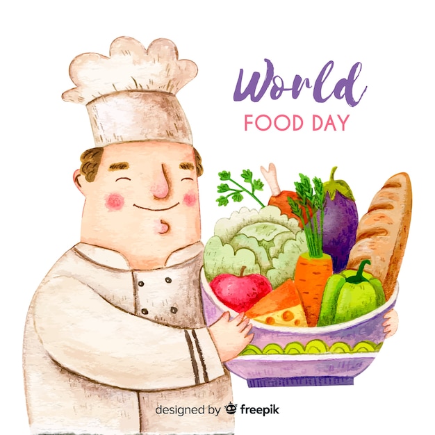 Watercolor world food day