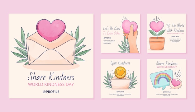 Free vector watercolor world kindness day horizontal banner template