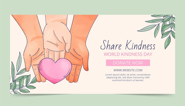 Watercolor world kindness day horizontal banner template