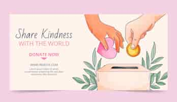 Free vector watercolor world kindness day horizontal banner template