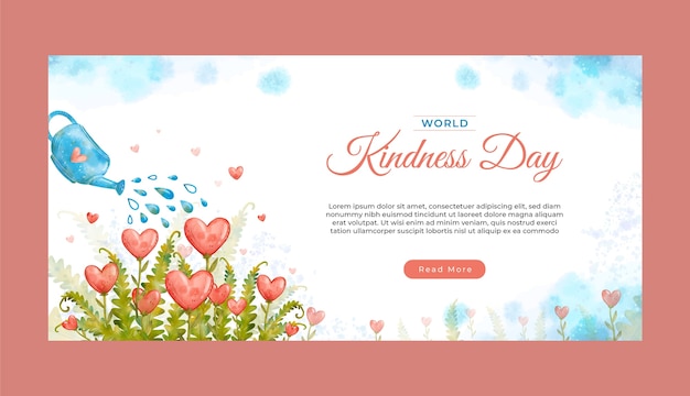 Free vector watercolor world kindness day horizontal banner template