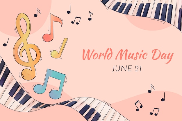 Watercolor world music day background