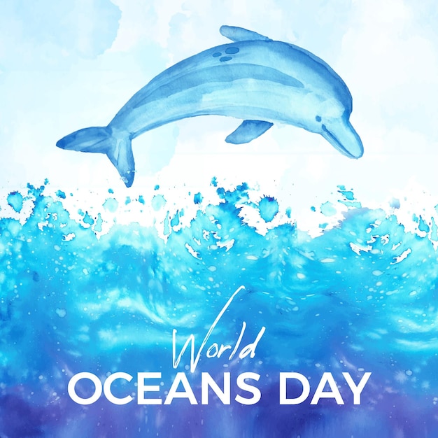 Free vector watercolor world oceans day background