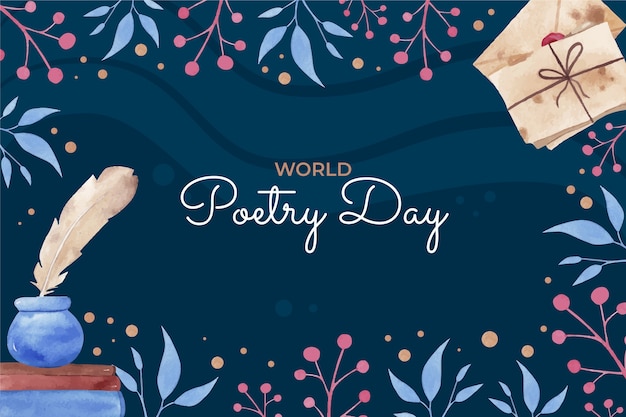 Free vector watercolor world poetry day background