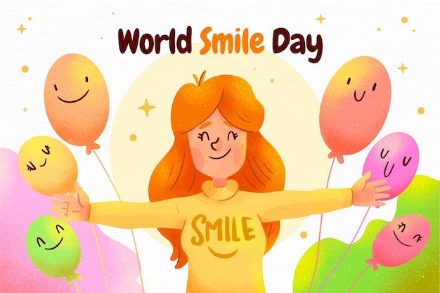 Free vector watercolor world smile day background