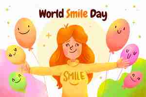 Vettore gratuito sfondo del giorno del sorriso mondiale dell'acquerello