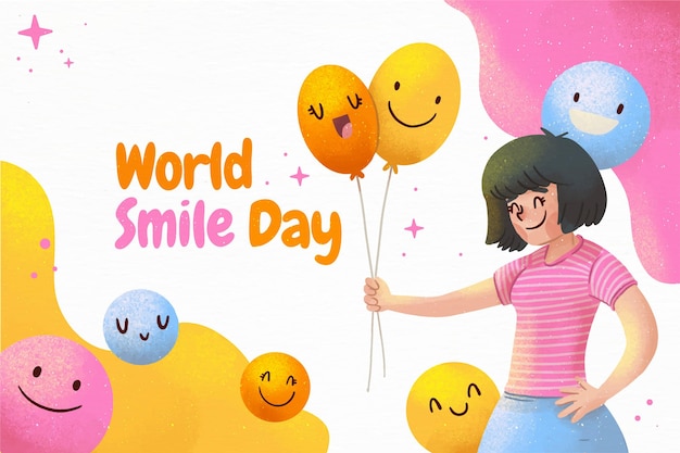 Watercolor world smile day background