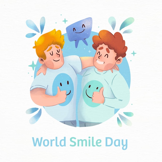 Watercolor world smile day illustration