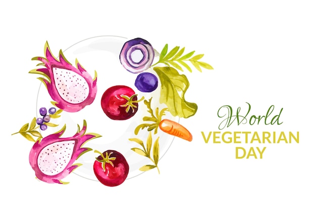 Free vector watercolor world vegetarian day background