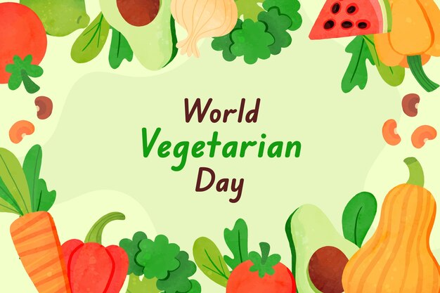 Watercolor world vegetarian day background