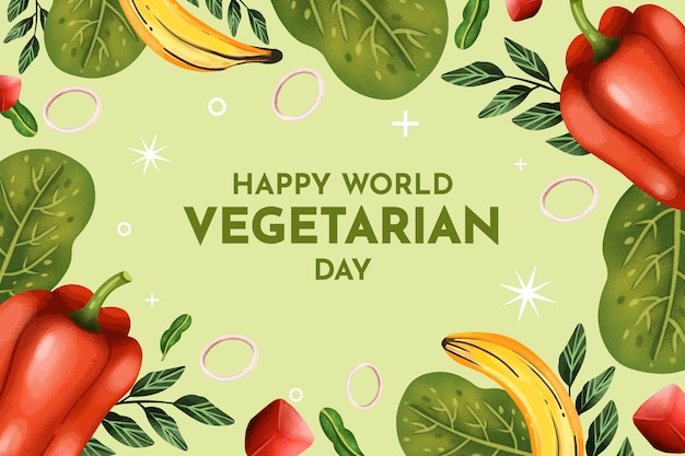 Watercolor world vegetarian day background