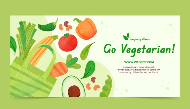 Watercolor world vegetarian day horizontal banner template