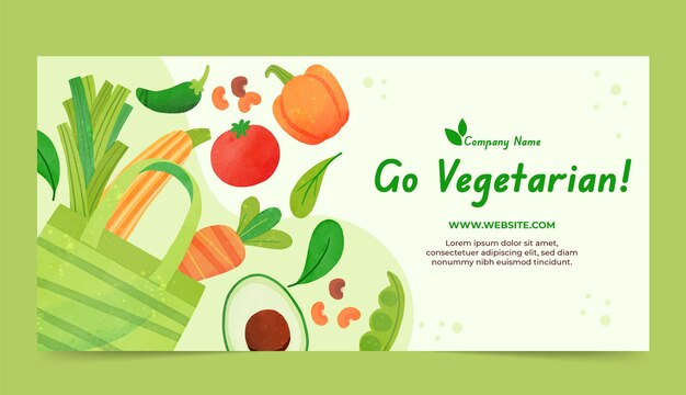 watercolor world vegetarian day horizontal banner template