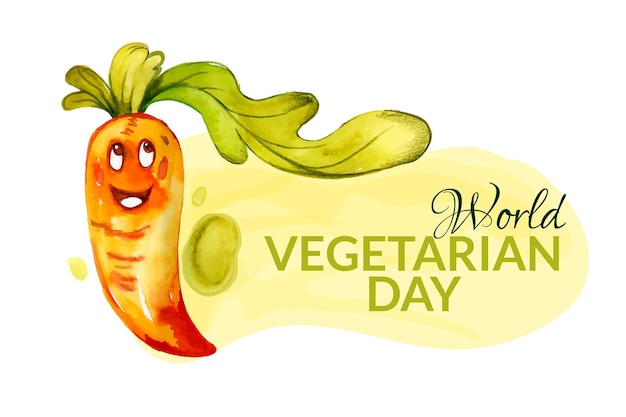 Watercolor world vegetarian day illustration
