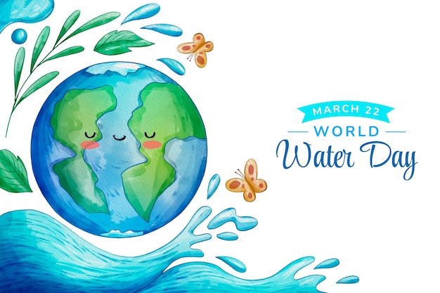 Watercolor world water day background