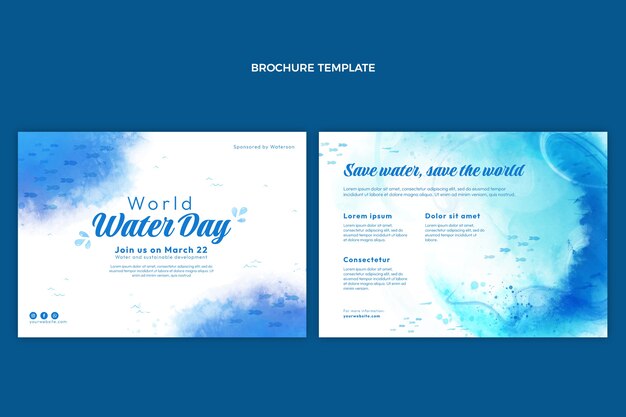 Watercolor world water day brochure template