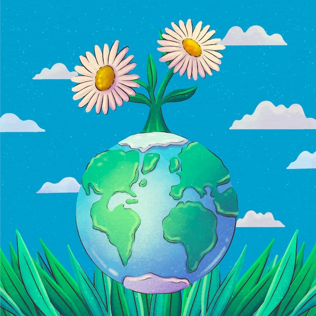 水彩世界水の日のイラスト