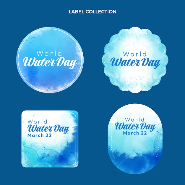 Watercolor world water day labels collection