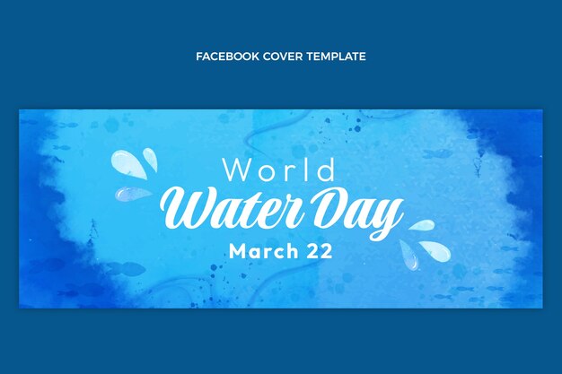 Watercolor world water day social media cover template