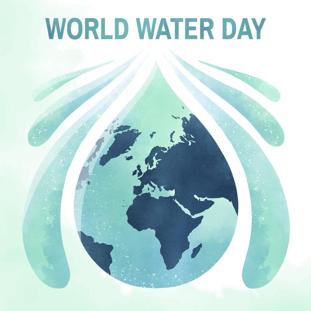 Watercolor world water day