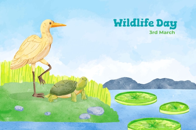 Free vector watercolor world wildlife day background