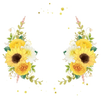 黄色い​花​の​水彩画​の​花輪